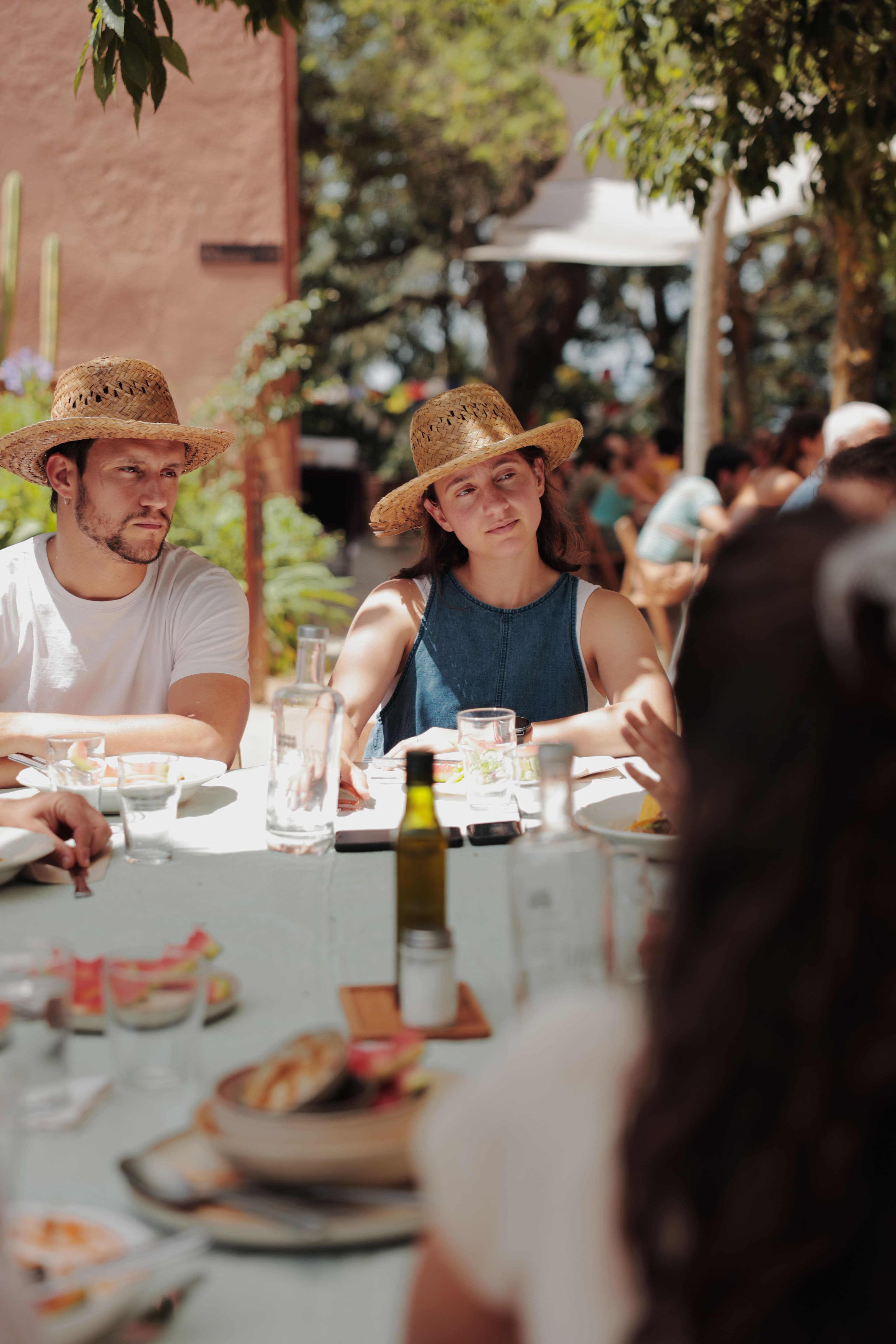 Members of the community eating outdoors