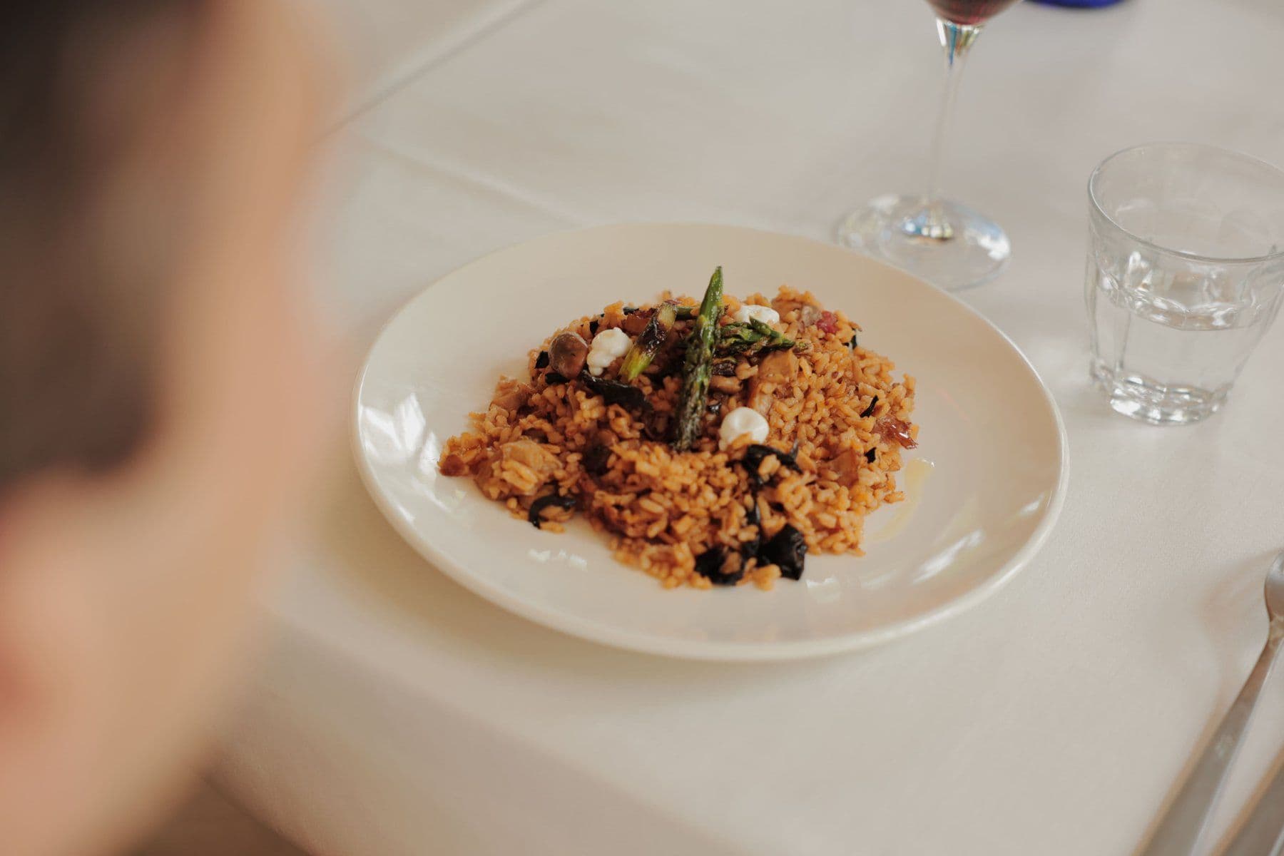 Plate of rice with seasonal vegetables